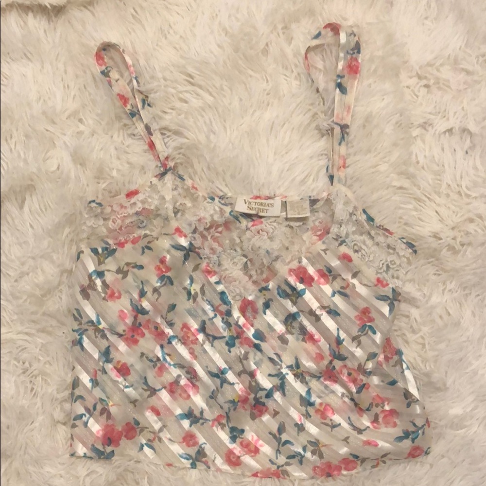 Victoria's Secret Pink and Gray Asymmetrical Ruffled Camisole - Gold Collection